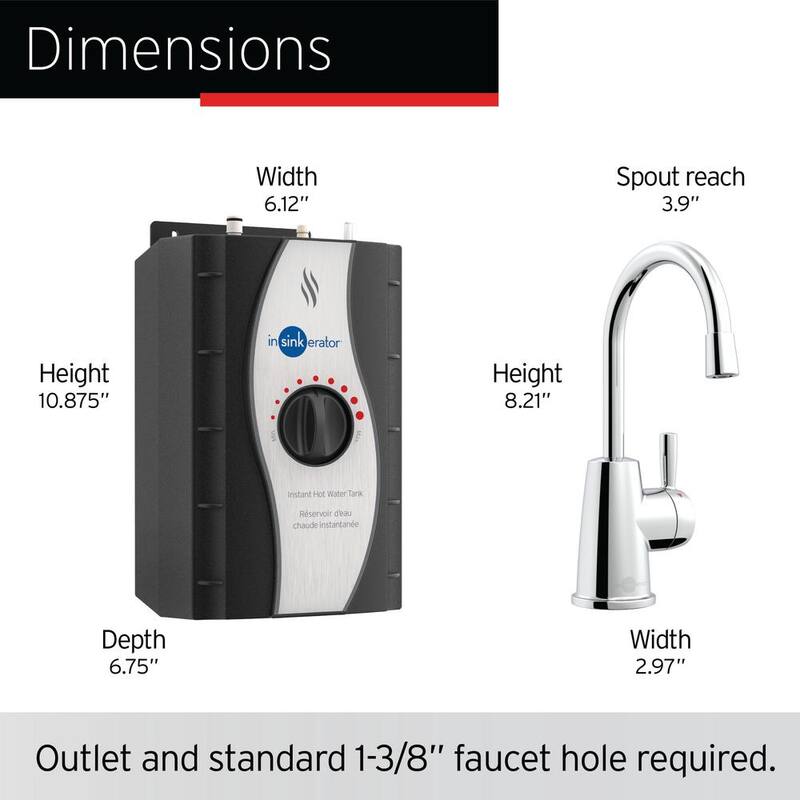 HOT250 Instant Hot Water Dispenser, Single-Handle Faucet in Chrome with Tank and Premium Filtration System