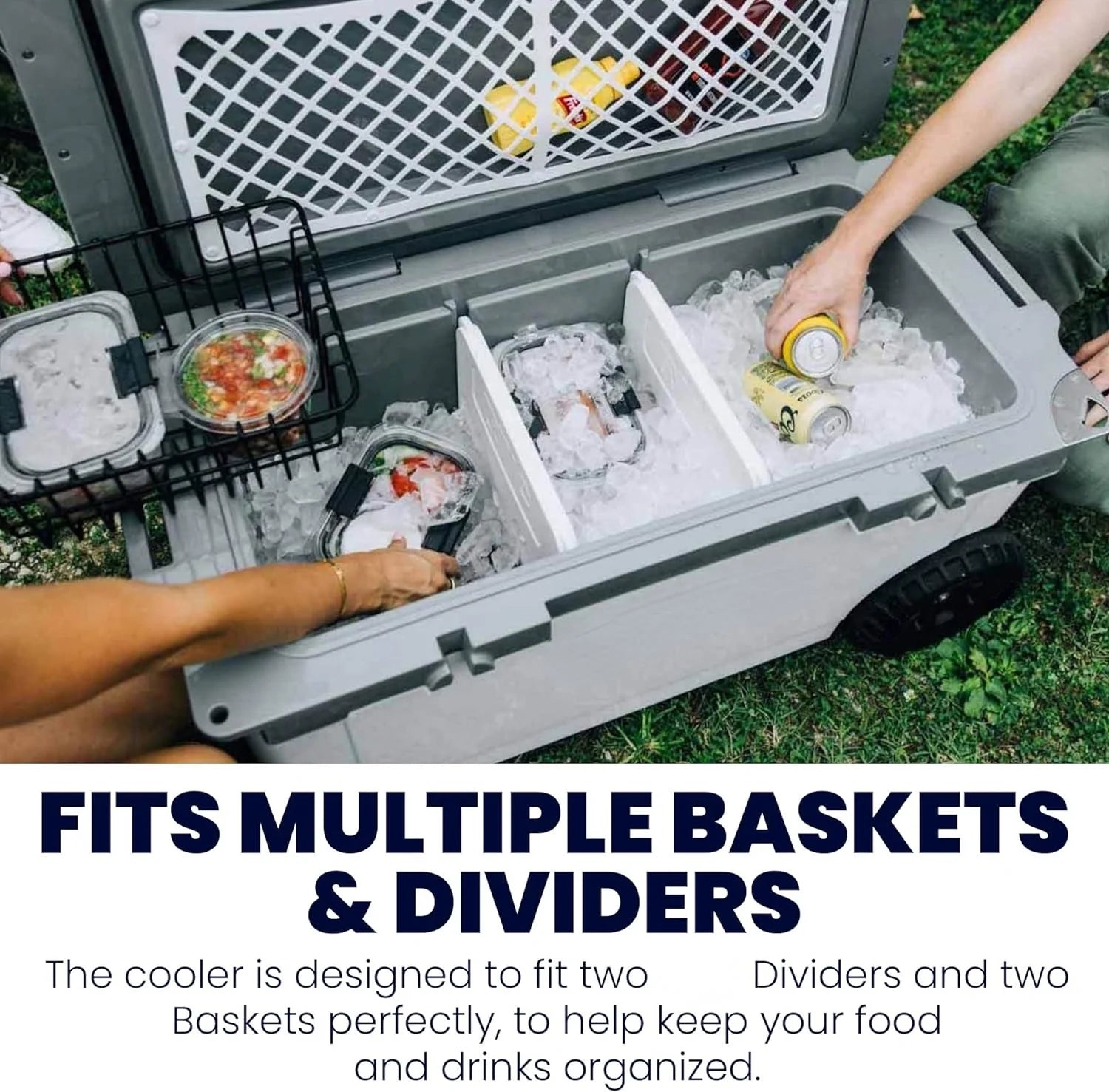 72 Quart Ultra-Light Wheeled Cooler Hard Insulated Portable Ice Chest Box for Beach, Drink, Beverage, Camping, Picnic, Fishing, Boat, Barbecue, 30% Lighter Than Rotomolded Coolers