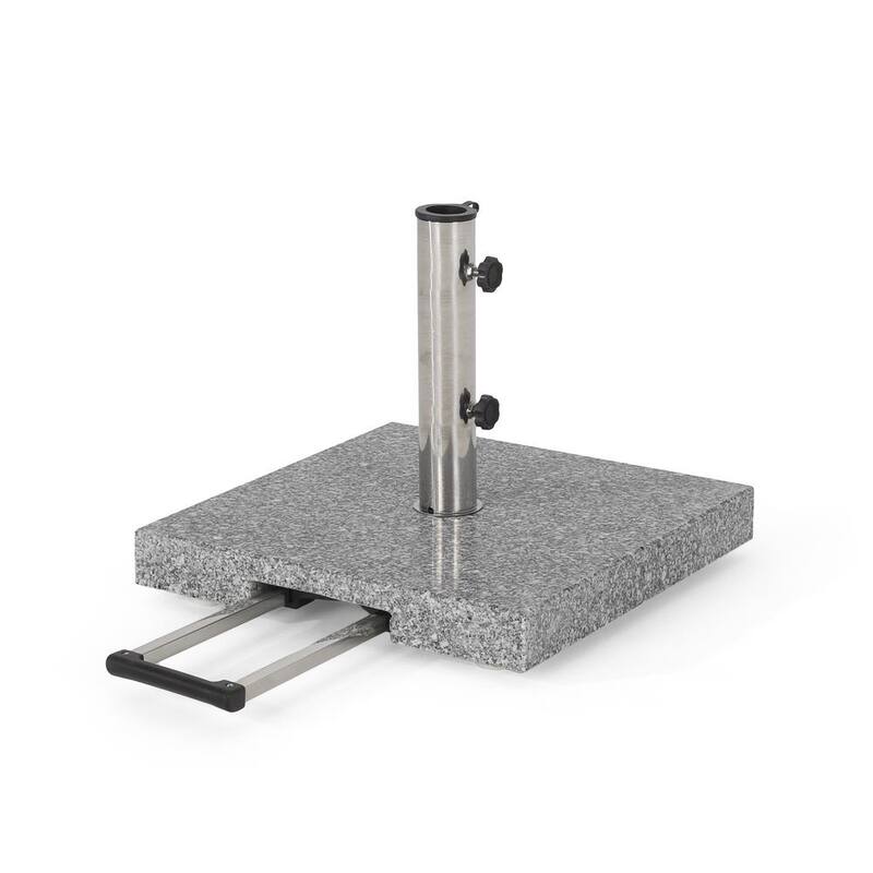 Emanuel 62.5 lbs. Granite and Stainless Steel Outdoor Patio Umbrella Base in Natural Grey