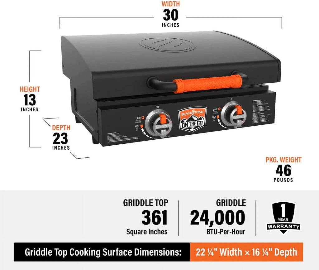 22 Inch Blackstone Griddle with Lid, Nonstick On The Go Tabletop Gas Griddle Outdoor Grill Combo with Blackstone Portable Prep Table, Blackstone Accessories, Seasoning and Wholesalehome Gloves & Cloth