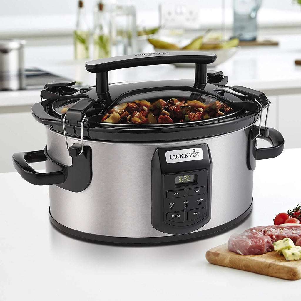 Crockpot SCCPVS600ECP-S Crock-Pot Cook and Carry Portable Slow Cooker with Digital Control, 6 Quart, Silver