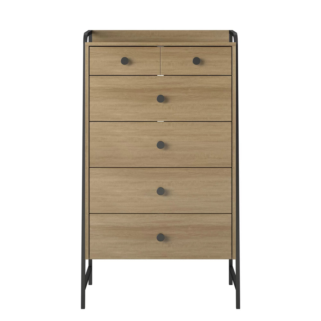 Novogratz Bushwick Tall 5 Drawer Dresser, Natural