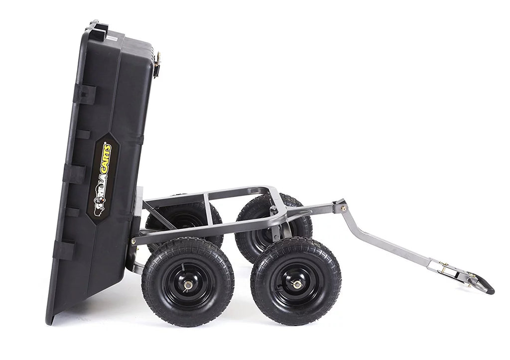 Gorilla Carts Heavy Duty Poly Yard Dump Cart Garden Wagon with 16" Tires
