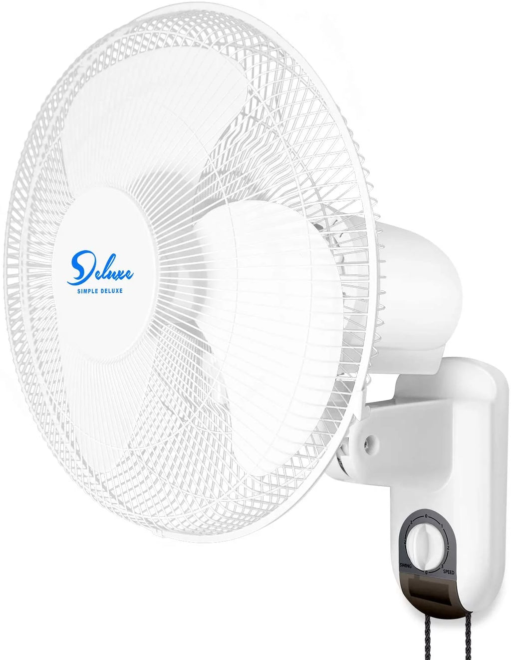 Simple Deluxe 16'' Digital Household Wall Mount Cooling Fans, 90 Degree, 3 Speed Settings, 2 Pack, White