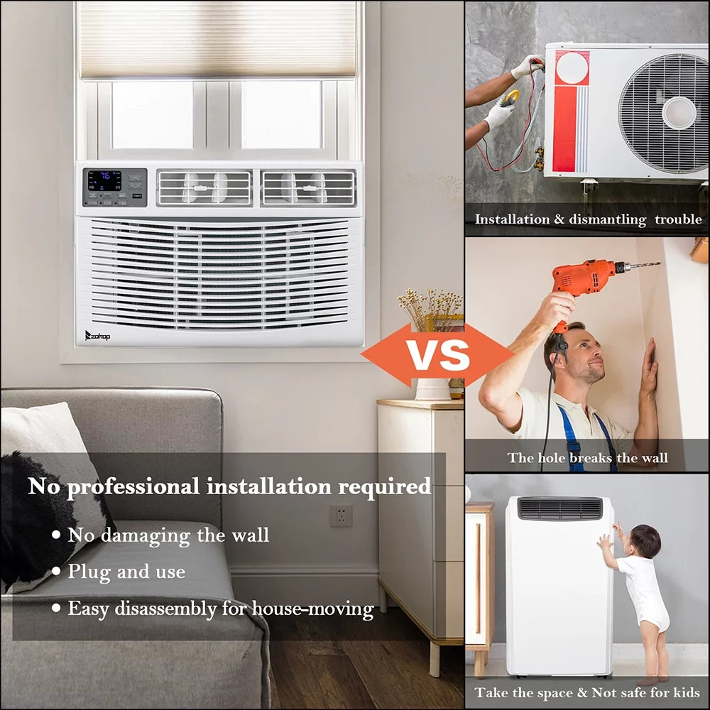Zimtown 10000BTU 1050W Window Air Conditioner With WIFI And Remote, White
