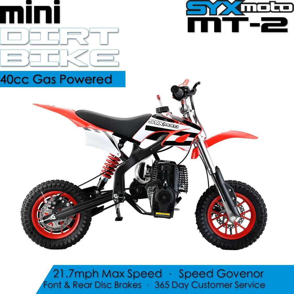 SYX MOTO MT-2 Gas Power 40cc 4 Stroke Kids Dirt Bike, Pull Start, Red, Brand New