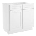 33 in. W x 24 in. D x 34.5 in. H in Shaker White Plywood Ready to Assemble Base Kitchen Cabinet with 2-Drawers 2-Doors