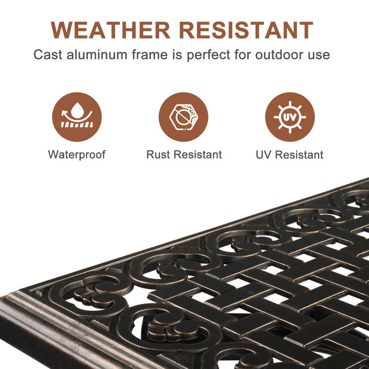 Outdoor Patio Bar Height Table, Square Cast Aluminium Bistro Table with Umbrella Hole, Tall Table for Porch Balcony Backyard Garden, Antique Bronze