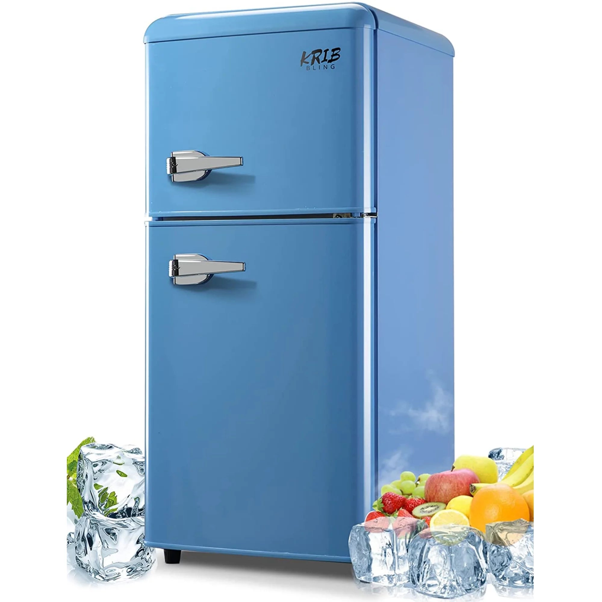 KRIB BLING 3.5 Cu.ft Compact Refrigerator Mini Fridge with Freezer, 2 Door Small Refrigerator for Office, Silver