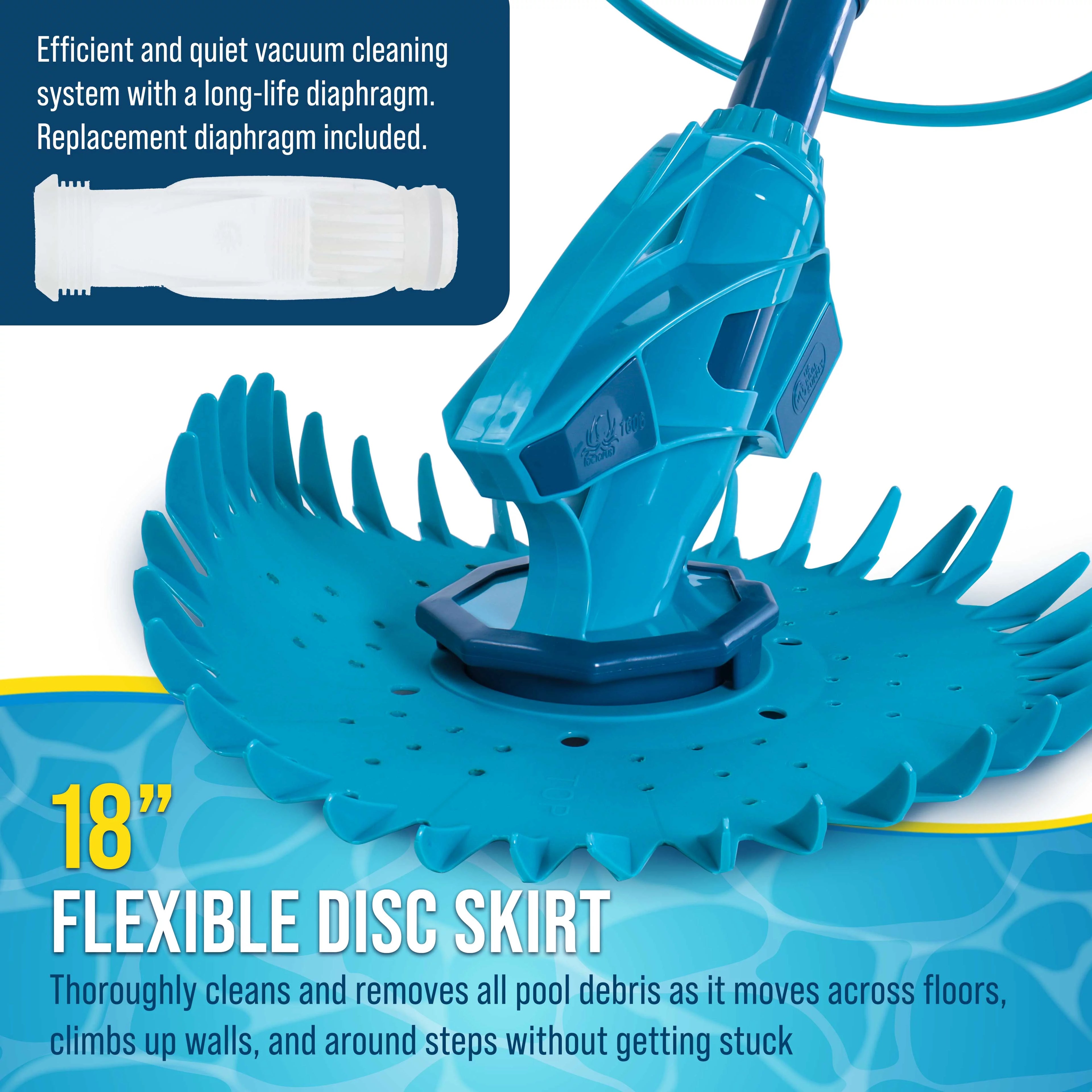 U.S. Pool Supply Octopus Prime Automatic Pool Vacuum Cleaner & Hose Set - Powerful Suction that Removes Swimming Pool Debris, Cleans Floors, Walls, Steps - Quiet Fast Cleaning Side Climbing Sweeper