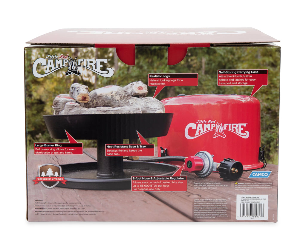 Camco Little Red Campfire | Portable and Propane Powered | 11-1/4-inch Fire Tray Size, Multicolor (58031)