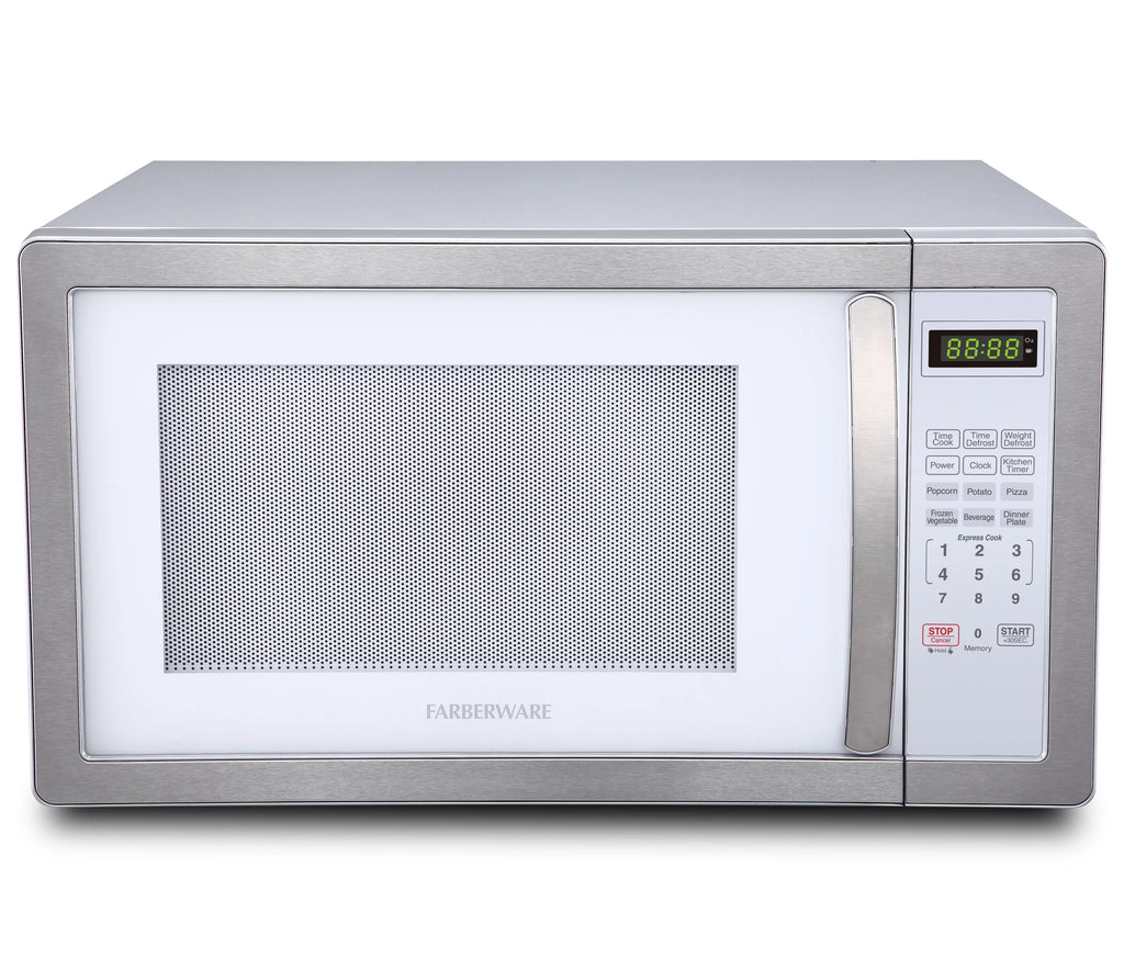 Farberware Classic 1.1 Cu. ft. 1000-Watt Microwave Oven, White and Platinum, FMO11AHTPLB