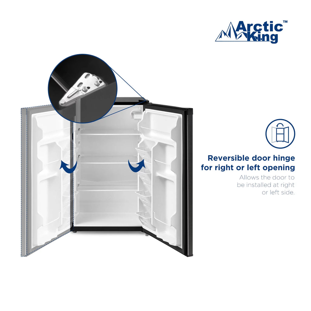Arctic King 4.4 Cu ft One-Door No Freezer Mini Fridge, Black Stainless Steel Look E-Star, ARM44A5ASL