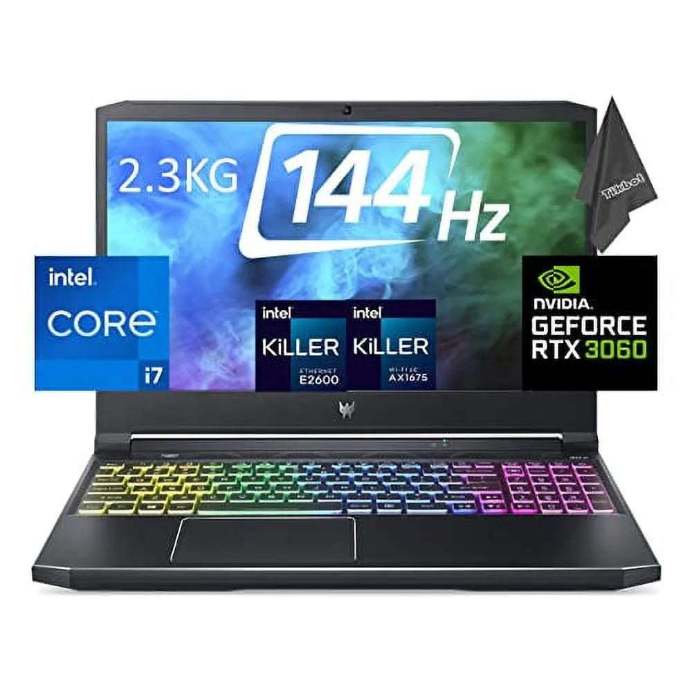 Acer 5th Blade Cooling Technology Predator Helios 300 15.6" FHD 144Hz 3ms Gaming Laptop - Intel Core i7-11800H - NVIDIA RTX 3060-2.3KG - Thunderbolt 4- w/Cloth (32GB RAM | 2TB PCIe SSD | 2TB HDD)