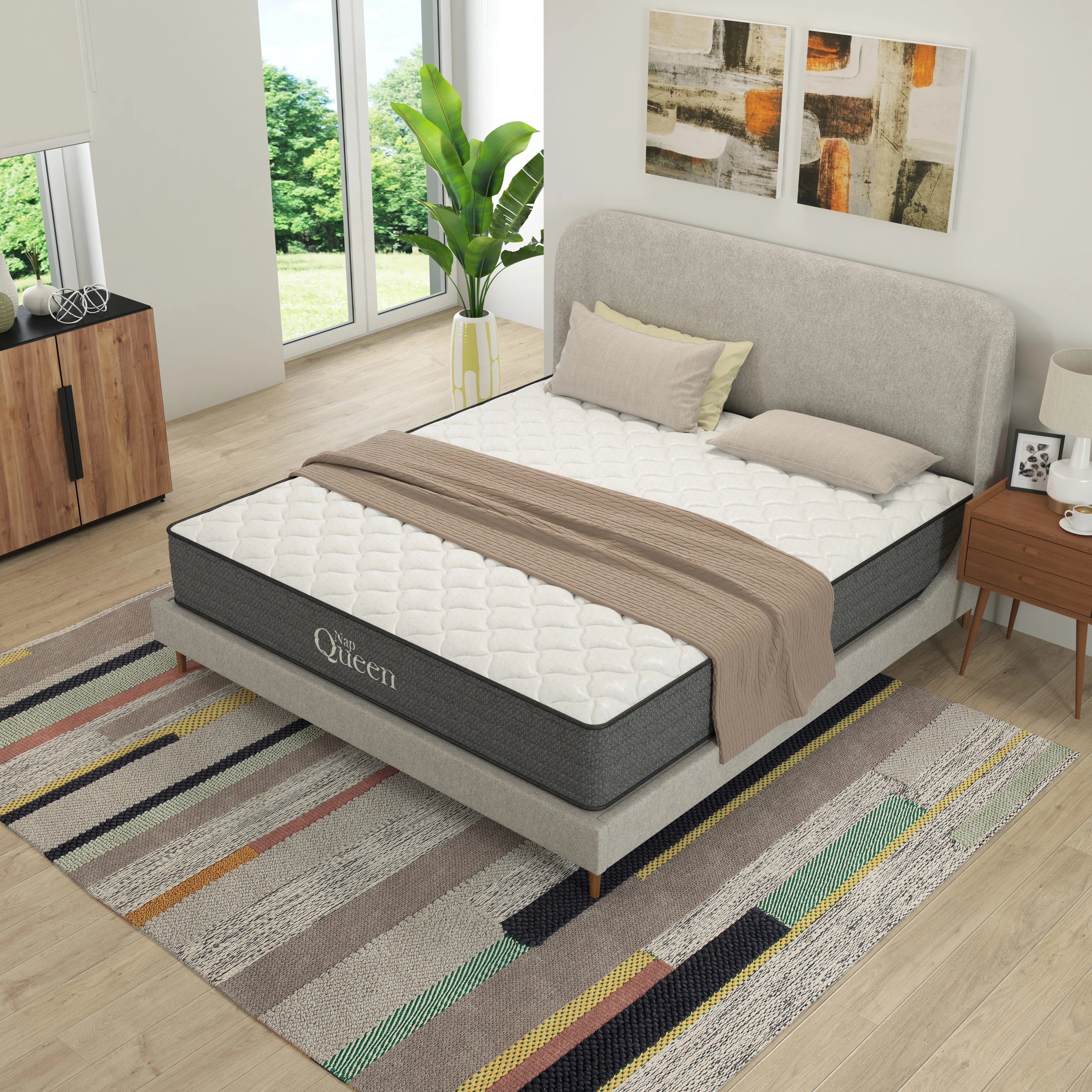 NapQueen Victoria 12" Medium Firm, Hybrid of Cooling Gel Infused Memory Foam and Pocket Spring Mattress, Queen Size