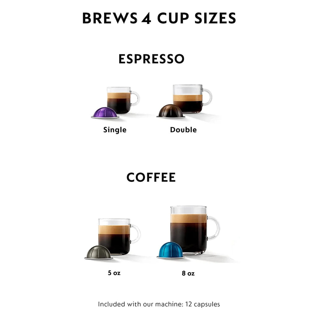 Nespresso Vertuo Plus Deluxe Coffee & Espresso Machine by De'Longhi with Aerocinno, Titan