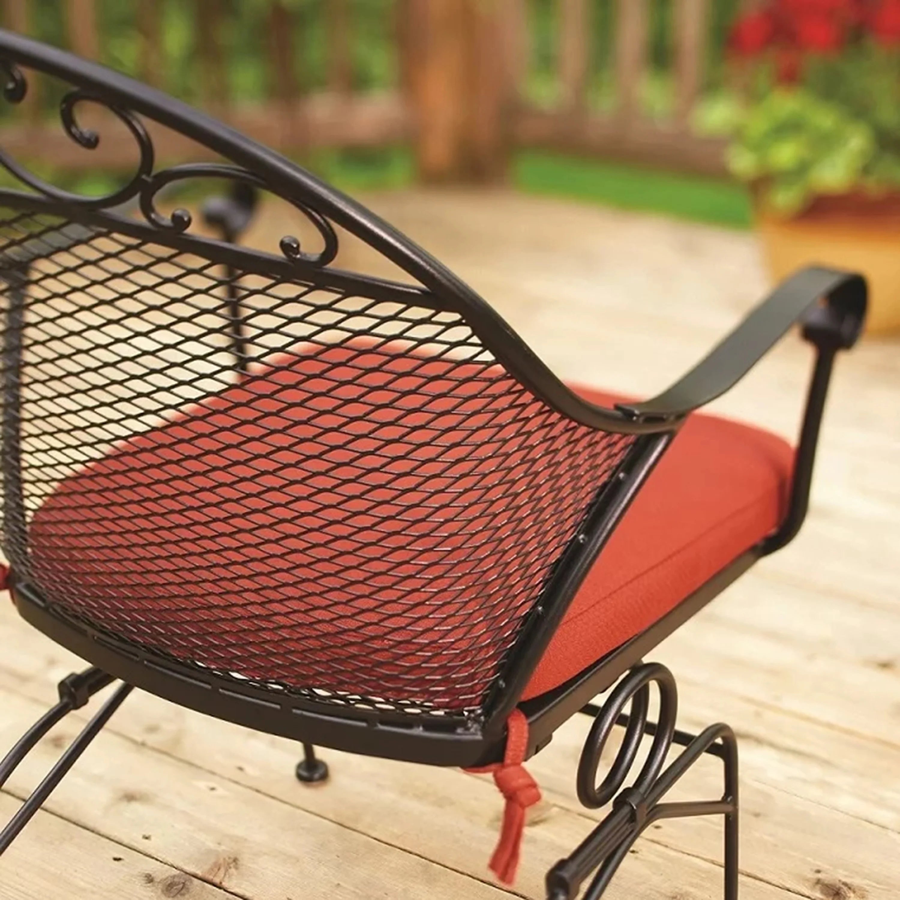 Better Homes & Gardens Clayton Court Outdoor Metal 3-Piece Bistro Set, Red Cushion, Spring Motion Chairs