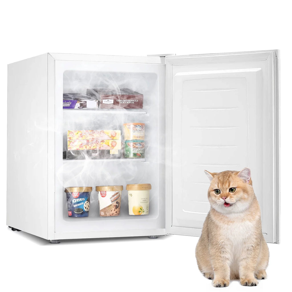 Auseo Mini Freezer Countertop, Energy Saving 3.0 Cu.ft, Single Door Compact Upright Freezer with Reversible Door for Home/Office/Kitchen-Black