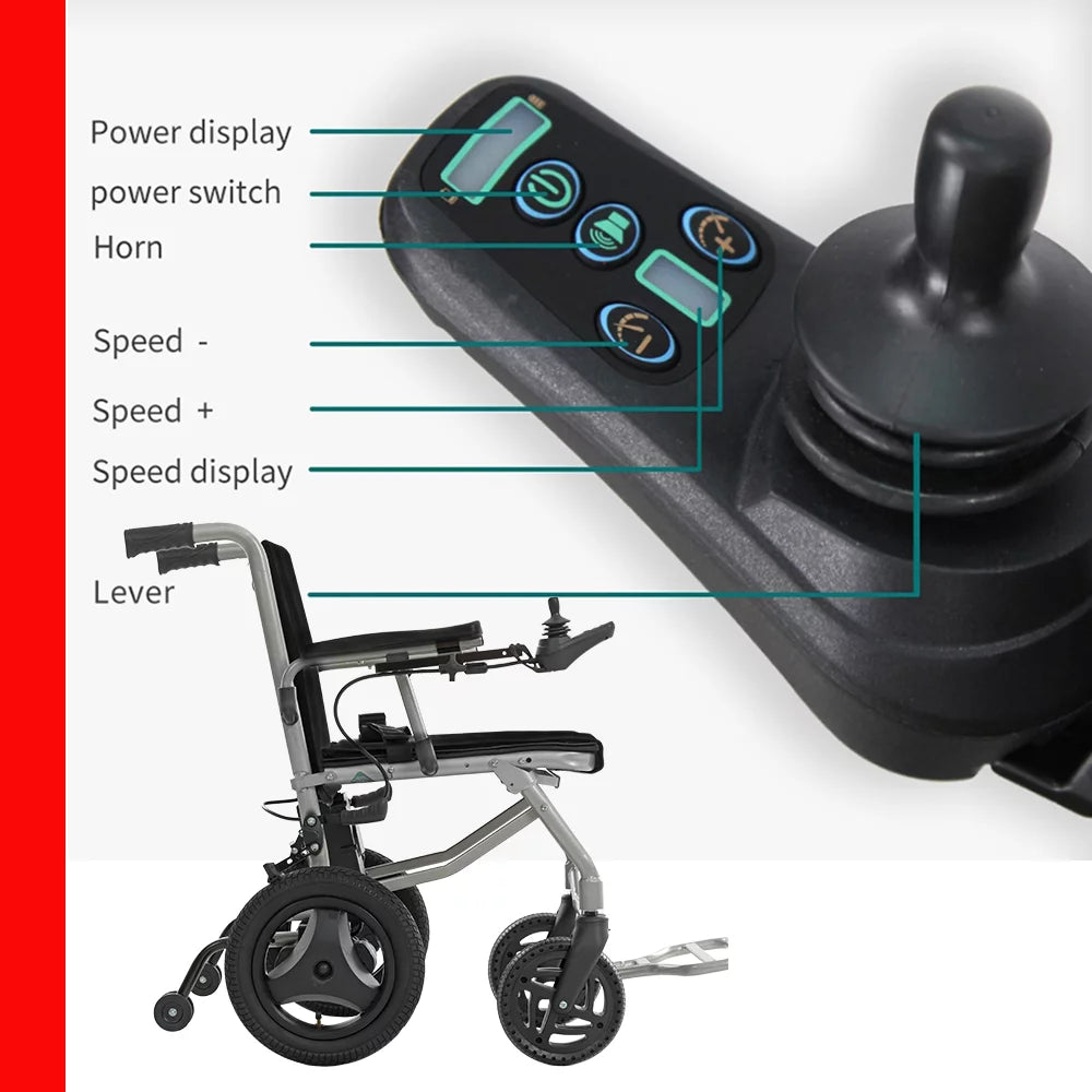 Culver Mobility - KANO - (only 35lbs) Foldable Electric Wheelchair, Travel Size, User-Friendly - Black