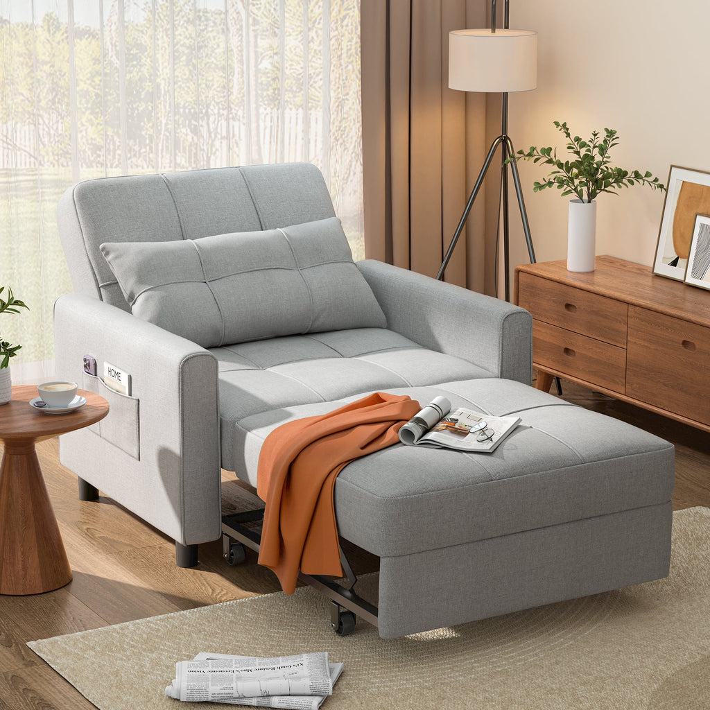 Sofa Beds Chair 3 in 1, Convertible Chair Single Bed,Dark Grey