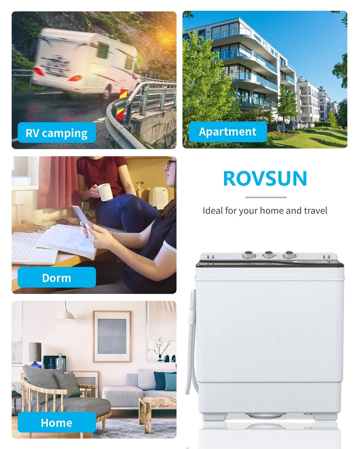 Zimtown Portable Washing Machine, 26 Lbs Semi-automatic Twin Tub Washing Machine with Wash and Cycle Combo, Built-in Drain Pump, Laundry Washer for Apartment, Dorm, College Room, RV's