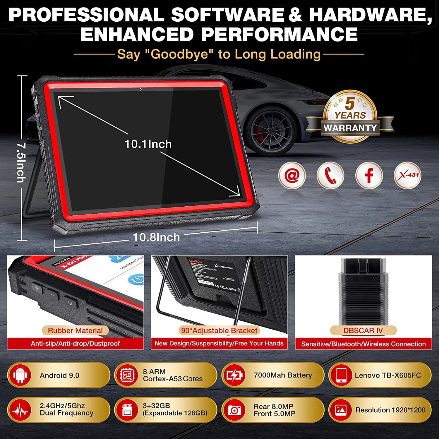 LAUNCH X431 PRO3S+ Car Diagnostic Scan Tool with Online Coding, Key Programming, 35+ Services, VAG Guide, AutoAuth for FCA SGW, 2 Years Free Update, Upgraded Ver. of X431 V PRO