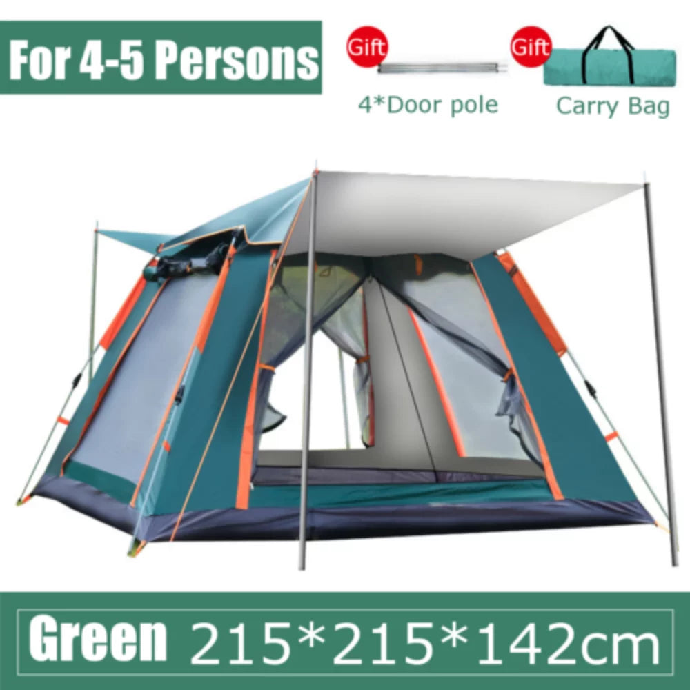 Dingrich Family Camping Tent for 4/5 Person Automatic Opening Instant Pop Up Hiking (Green)