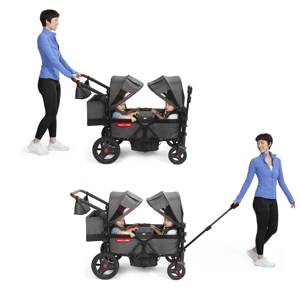 Voya Quad Stroller Wagon by Radio Flyer, Gray, Premium 4-Seat for Babies and Kids 6 Months and up
