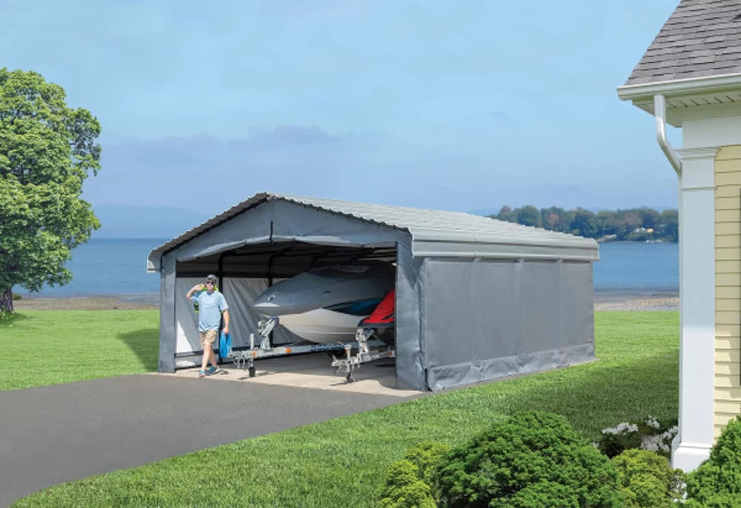Arrow 10183 20 x 20 ft. Fabric Carport Enclosure Kit