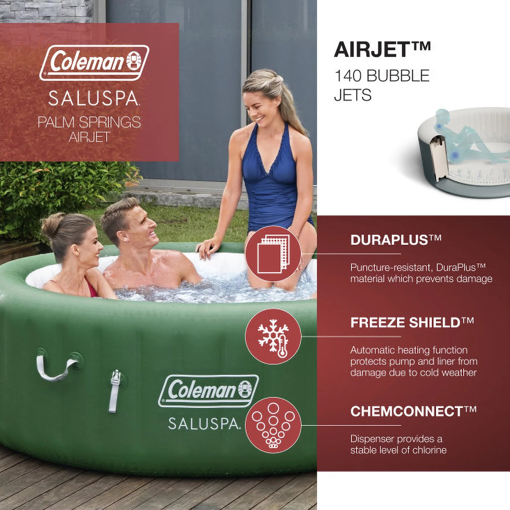 Coleman SaluSpa 6 Person Inflatable Spa + Water Softening Kit