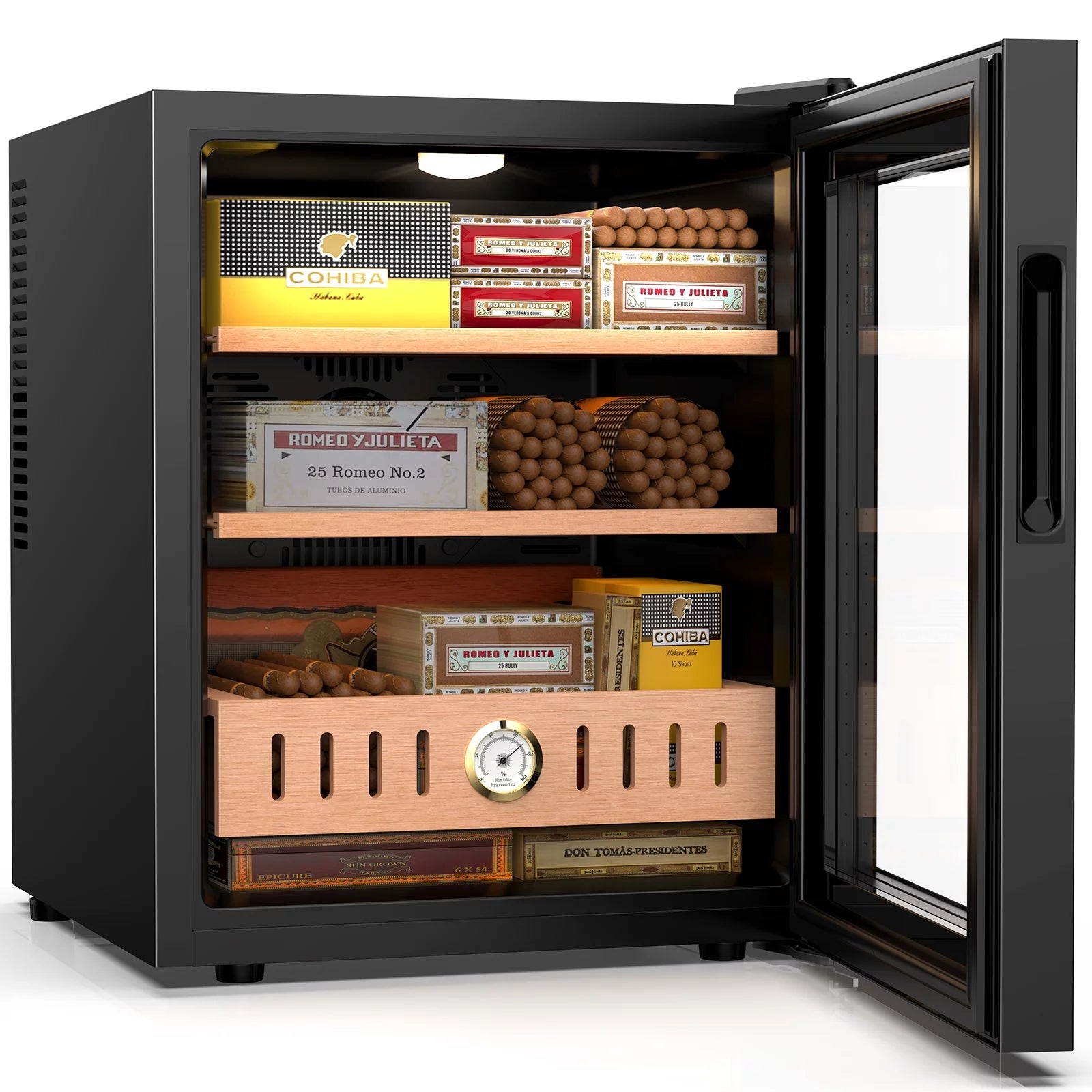 Rocita 16L Cigar Humidor, Electric Cigar Humidor Cabinet for 100 Counts with Digital Hygrometer, Spanish Cedar Lined Cigar Box, Great Gift for Father Friends Men