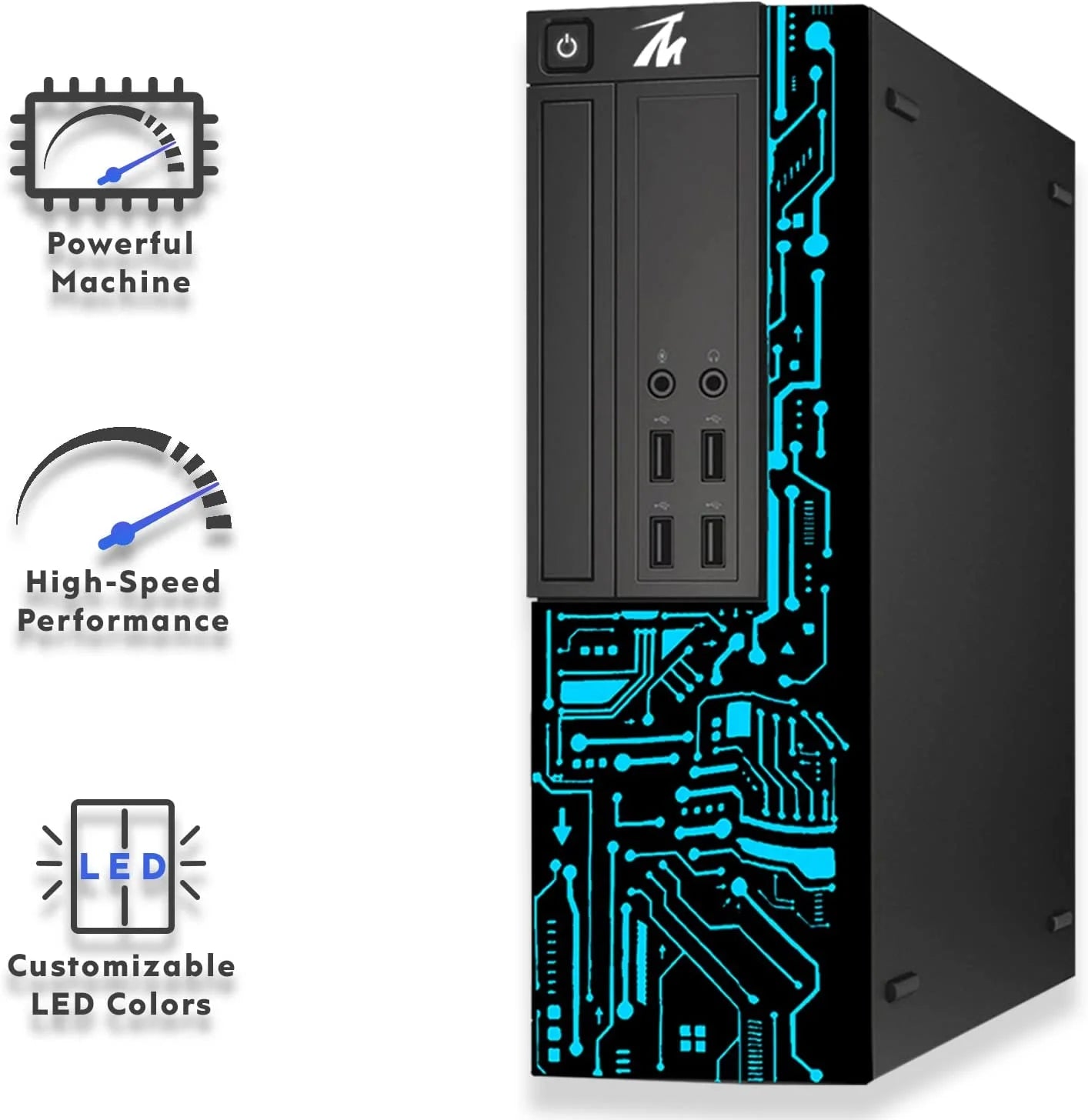 Restored Gaming PC, Intel Core i7, TechMagnet Siwa 8, AMD RX 550 4GB DDR5, 16GB RAM, 480GB SSD + 2TB HDD, New MTG 24 Inch Monitor, MTG Gaming Kit with MTG Webcam, WiFi, Win 11 Home (Renewed)