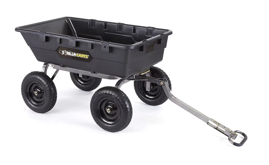 Gorilla Carts Heavy Duty Poly Yard Dump Cart Garden Wagon with 16" Tires