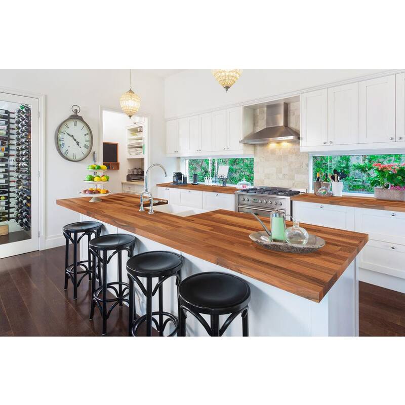 10 ft. L x 25 in. D Unfinished Walnut Solid Wood Butcher Block Countertop With Edge