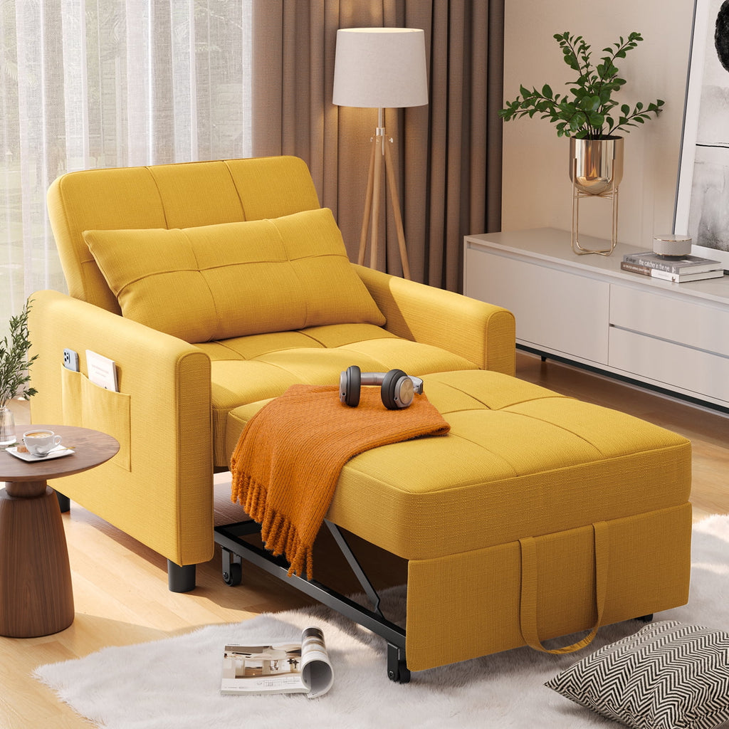 Sofa Beds Chair 3 in 1, Convertible Chair Single Bed,Dark Grey