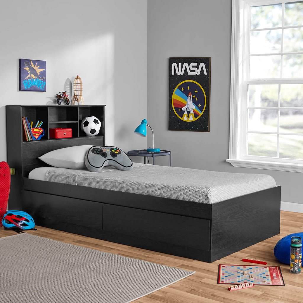 Your Zone Storage Bed with Bookcase Headboard, Twin, Espresso Finish