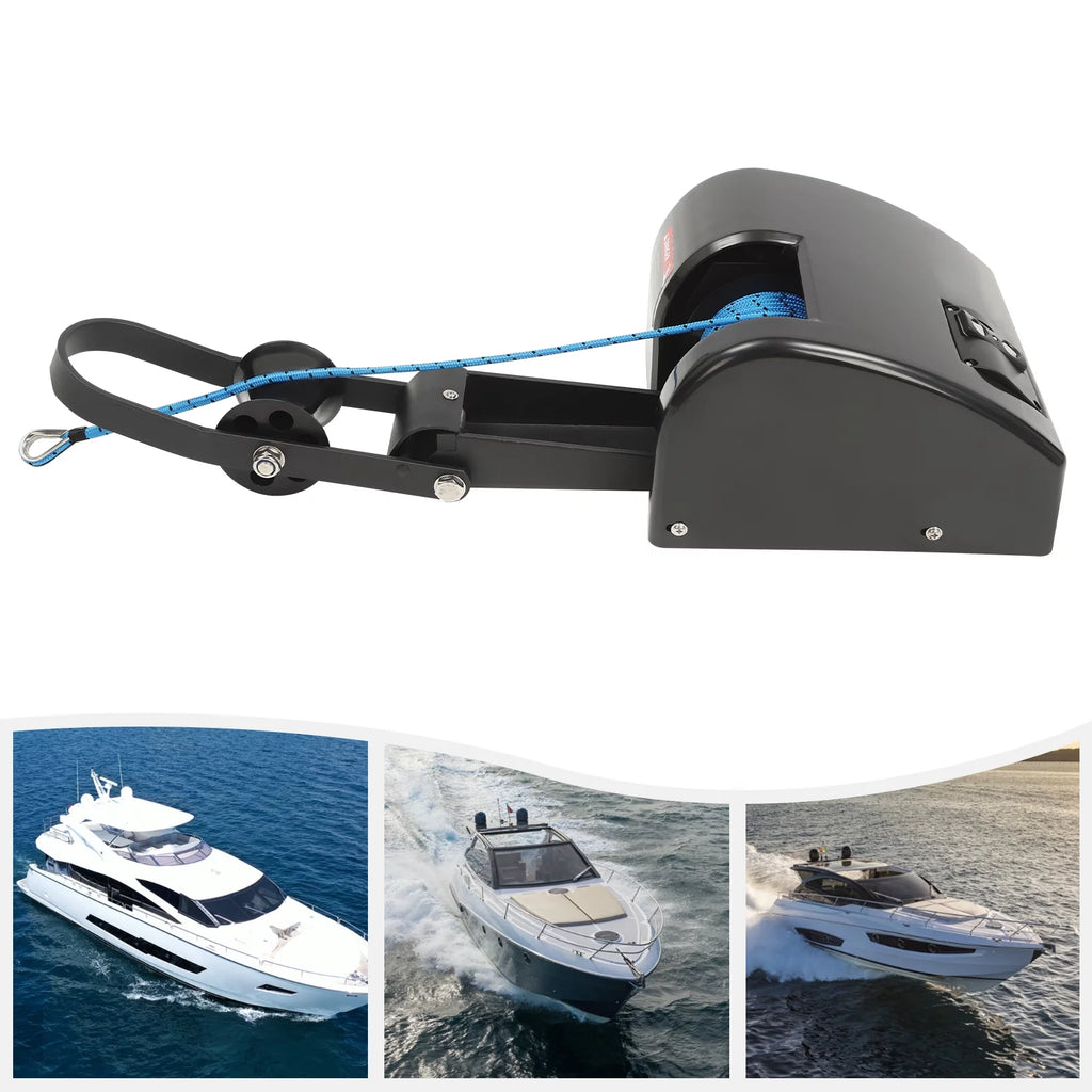 Aiqidi 35LBS Electric Anchor Winch with Wireless Remote Control, 12V 27A Marine Saltwater Boat Windlass Kit Black