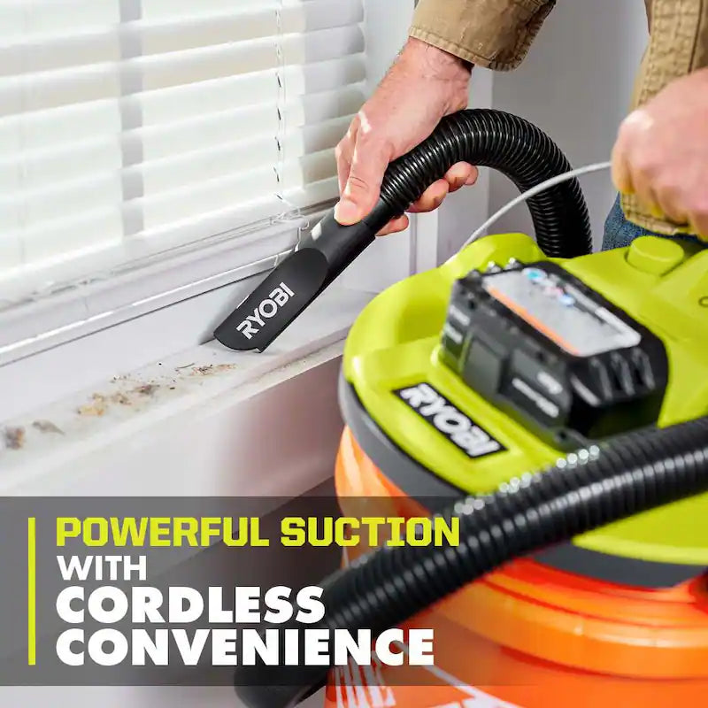 ONE+ 18V Cordless 5 Gal. Bucket Top Wet/Dry Vacuum (Tool Only) with 1/4 in. Hose and Crevice Tool