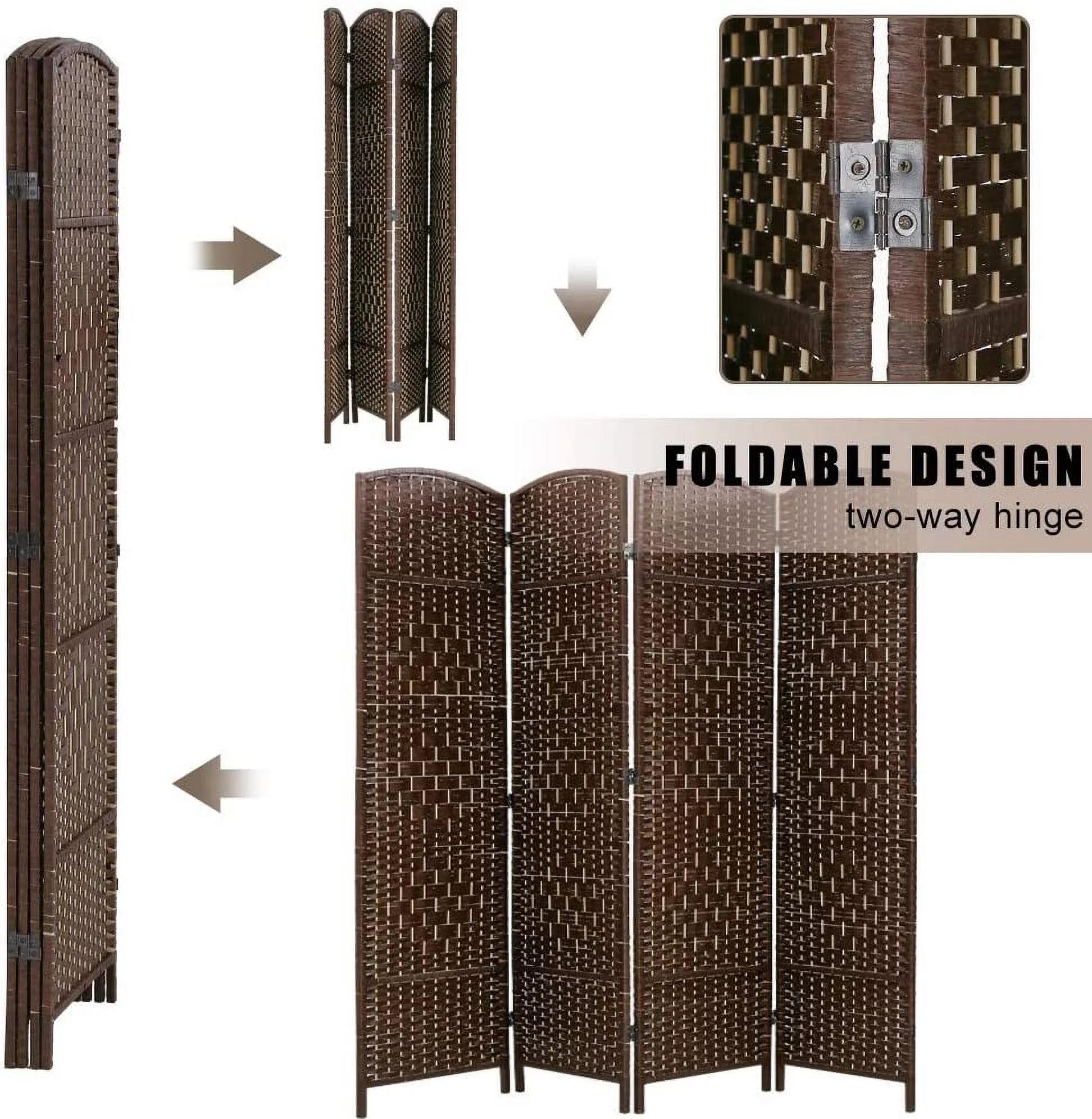 Dkeli Room Dividers and Folding Privacy Screens 6 Panel Portable Privacy Partition, Brown