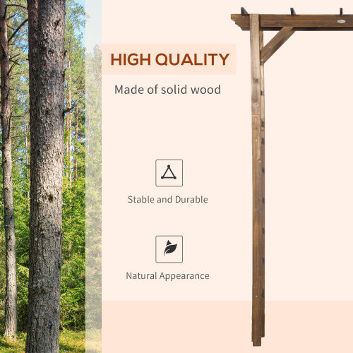 Buumin Outsunny 85" Wooden Garden Arbor for Wedding and Ceremony, Outdoor Garden Arch Trellis for Climbing Vines - Carbonized