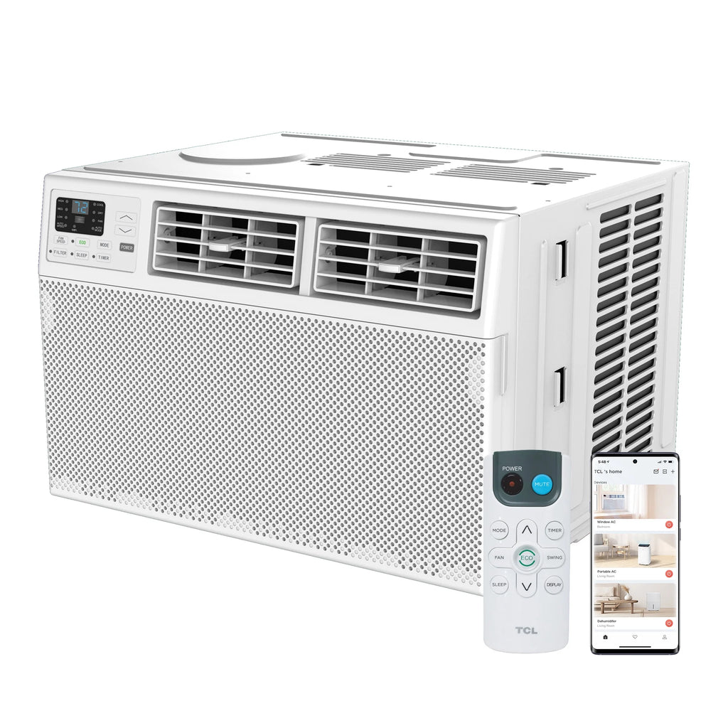 TCL 8,000 BTU Smart Window Air Conditioner, Fan & Dehumidifier, 350 Sq. Ft., Remote Control, Works with Alexa/Google Assistant, W8W92-4