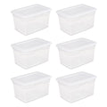 Sterilite 20 Qt. Storage Box Plastic, White, Set of 6