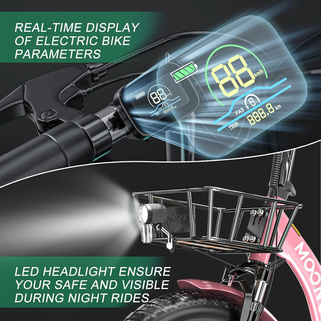 Mooncool 24" 26" 3 Wheel Electric Tricycle for Adults, 350W 36V 7 Speeds Motorized Electric Trike Three Wheel Electric Bikes Bicycle with Large Basket & Accessories for Women Men