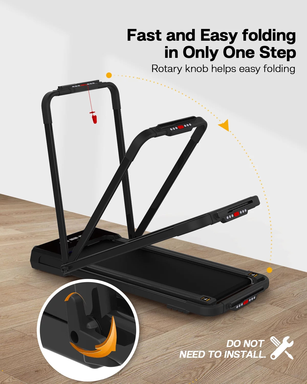 FYC 3.5HP Under Desk Treadmill - 300LBS Weight Capacity, 2-in-1 Foldable Design, Remote Control & LED Display - Compact Electric Walking and Running Machine for Walking, Running, Jogging (White)