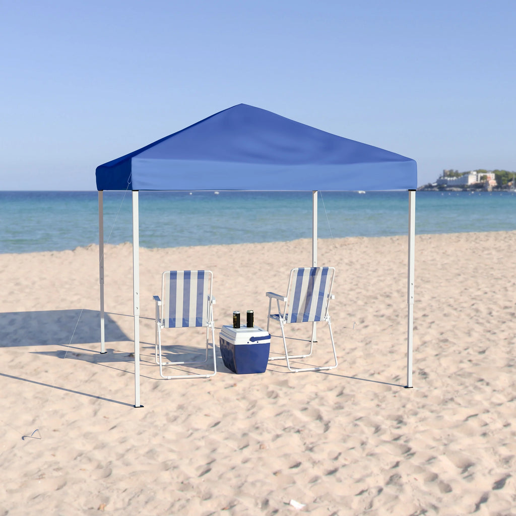 Lancaster Home 8'x8' Weather Resistant Easy Pop Up Slanted Leg Canopy Tent with Carry Bag - 8x8 White
