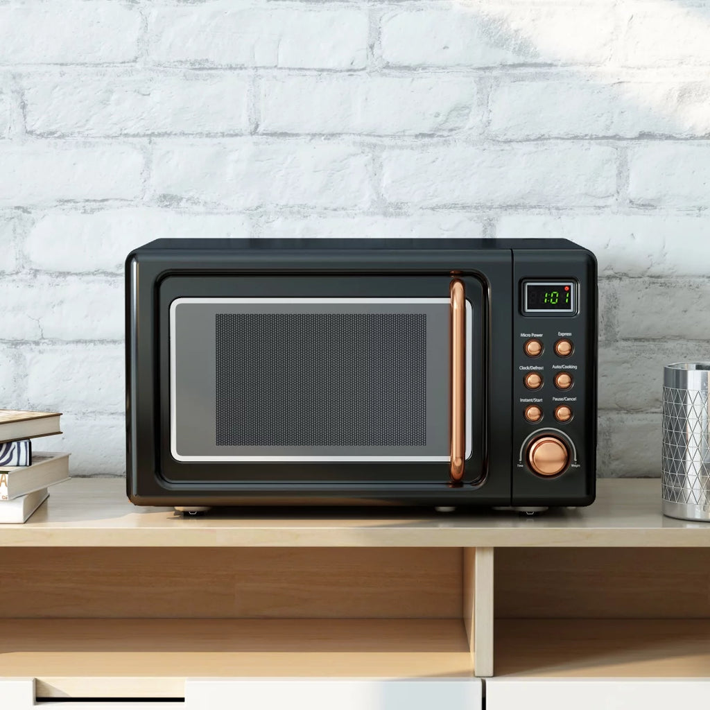 Costway 0.7Cu.ft Retro Countertop Microwave Oven 700W LED Display Glass Turntable Green