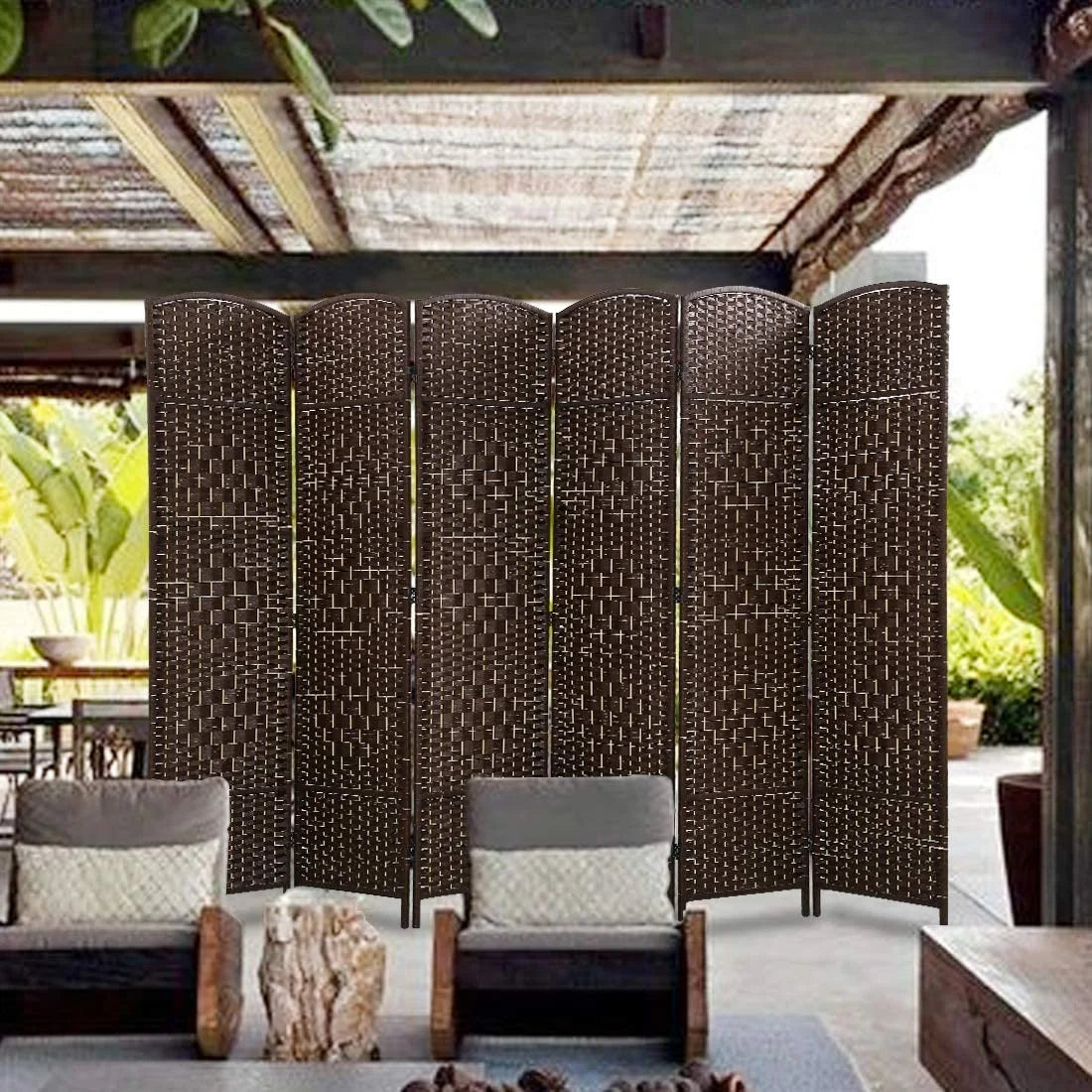 Dkeli Room Dividers and Folding Privacy Screens 6 Panel Portable Privacy Partition, Brown