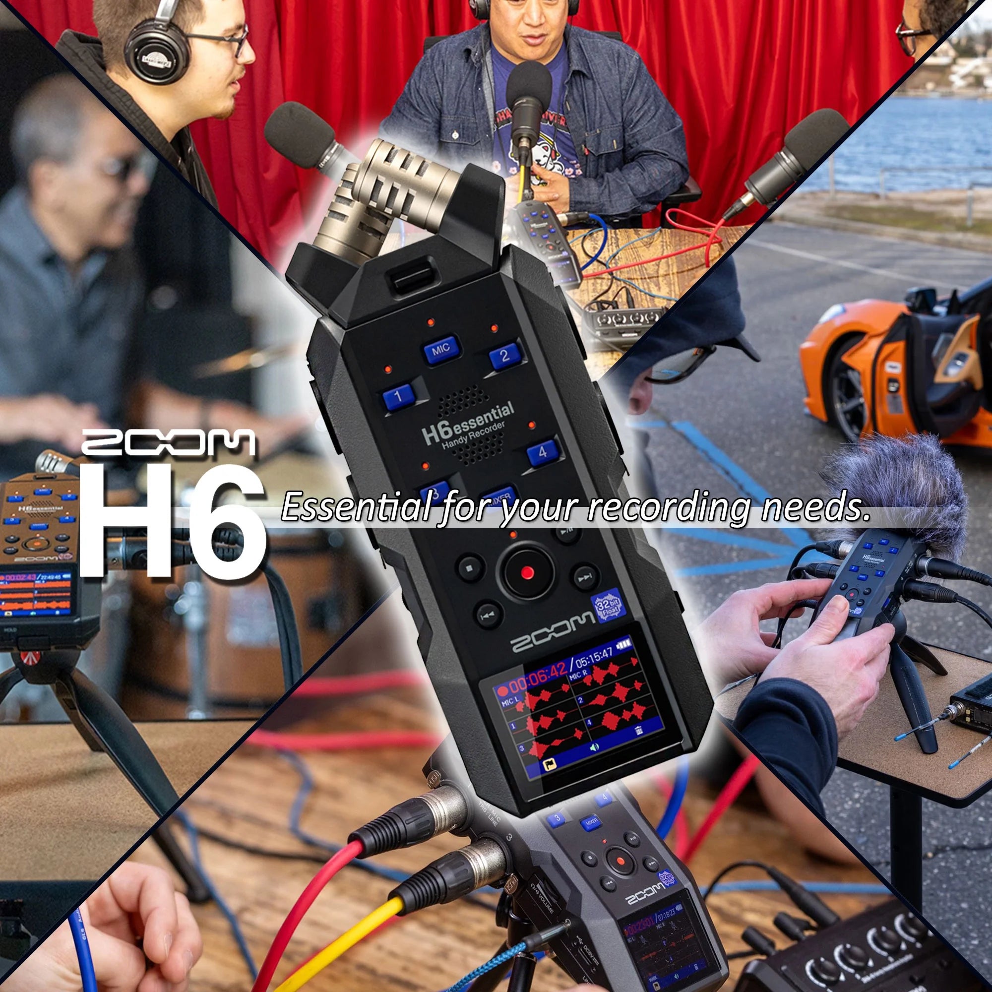 Zoom H6essential 6-Track 32-Bit Float Portable Audio Recorder + Wired XLR Lavalier Microphone XM-L2