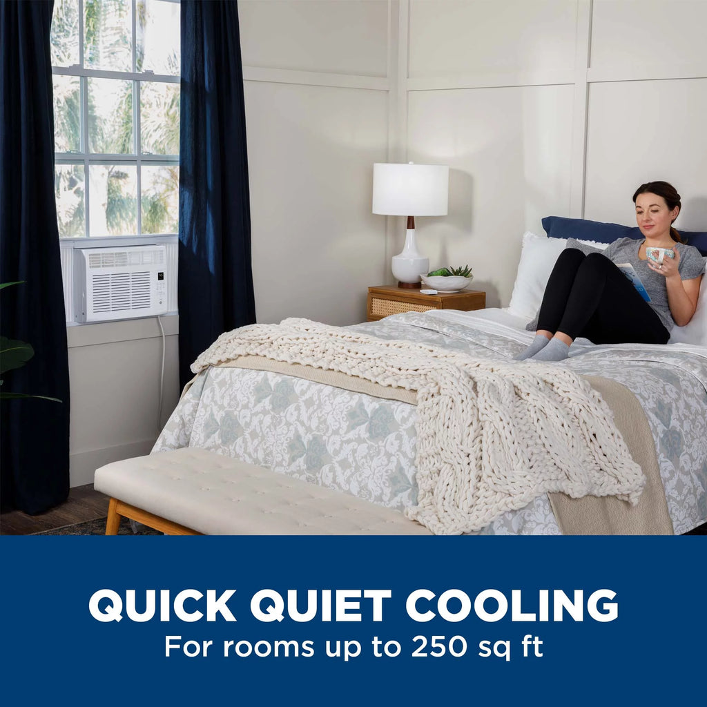 GE 6,000 BTU Window Air Conditioner, Cools up to 250 Sq ft, Easy Install Kit & Remote Included, 115V
