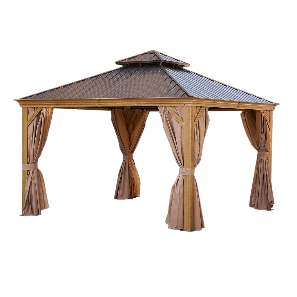 Viruhaka 12'x12' Gazebo Outdoor Pop up Canopy Tent with Curtains and Shelter for Patio, Party & Backyard